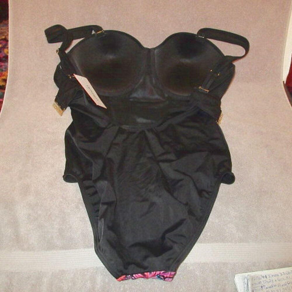 Swimsuits Ruched Underwire One Piece Swimsuit 18 Dark Floral Tummy Control NWT - Picture 6 of 11